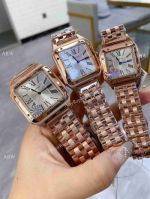 AAA Copy Cartier new Santos-Dumont Quartz Watches All Rose Gold Silver Dial